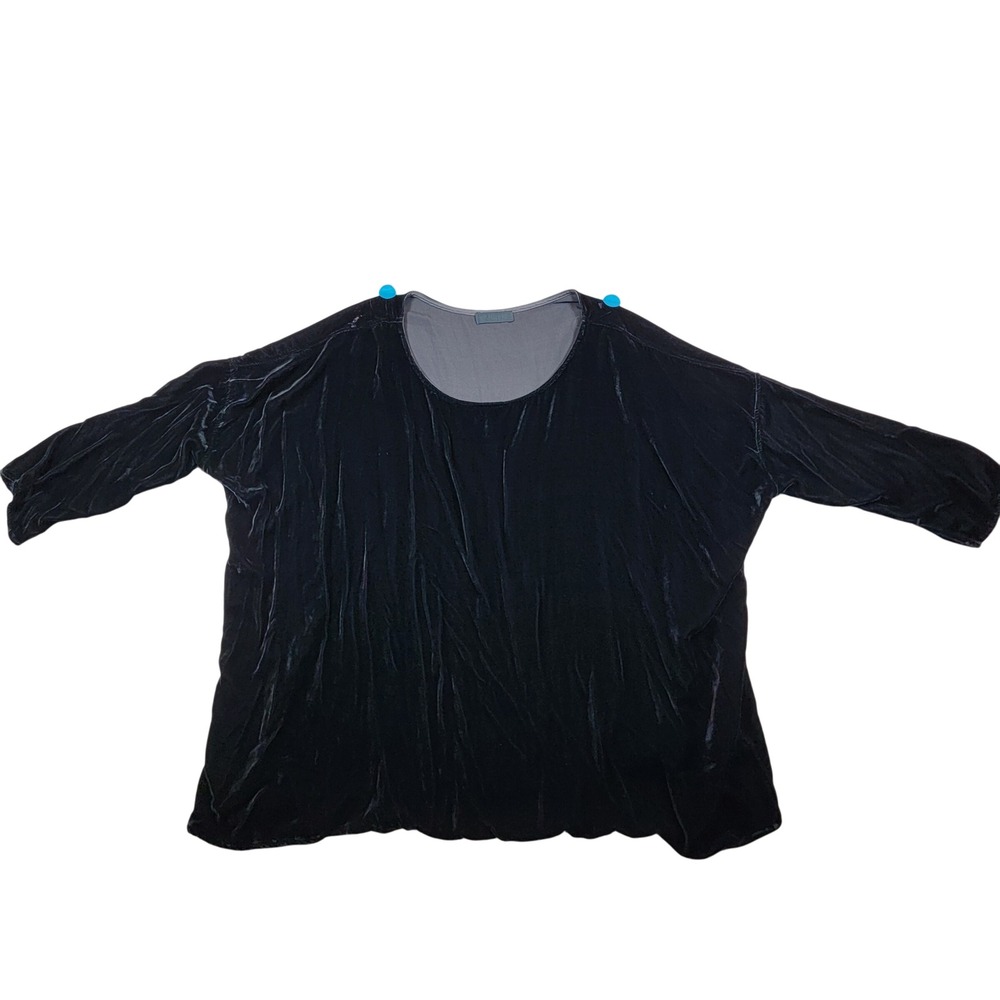 CP Shades Oversized Velvet Top Women's Sz M Black Silk Blend Lagenlook Boho